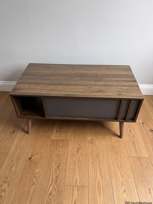 Mid-Century Style Two-Tone Wood Coffee Table — Broken Leg – styled product image