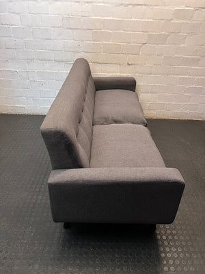 Grey Fabric 3 Seater Couch with Tufted Backrest — Fair Condition With Surface Marks – back view