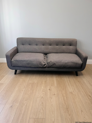 Grey Fabric 3 Seater Couch with Tufted Backrest — Fair Condition With Surface Marks – styled product image