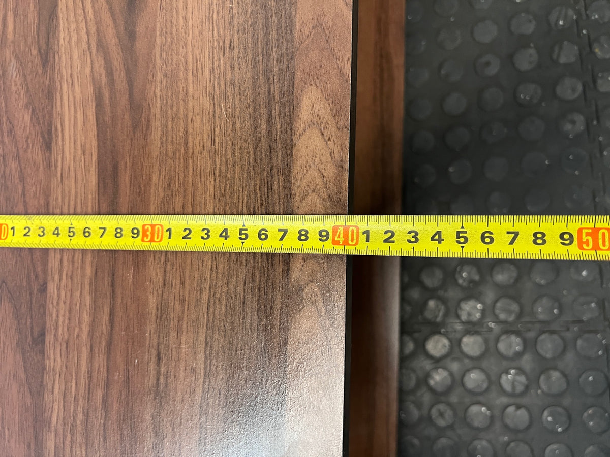 Brown and Black Low-Profile TV Unit — Surface Marks and Peeling on Top – depth measurement