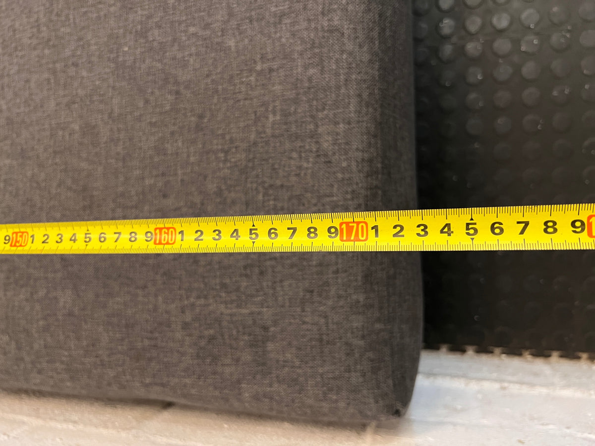 Grey Fabric L-Shape Sectional Couch — Good Condition – depth measurement