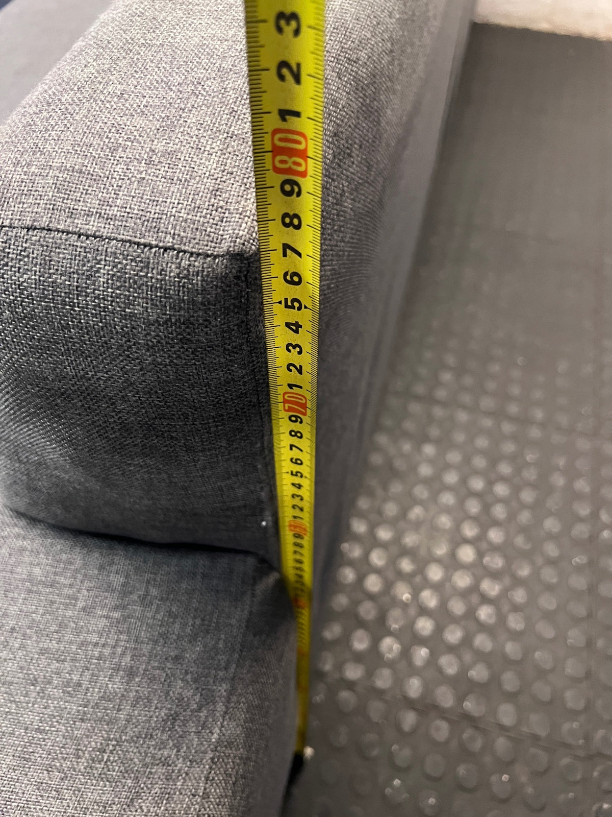 Grey Fabric L-Shape Sectional Couch — Good Condition – height measurement