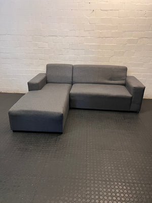 Grey Fabric L-Shape Sectional Couch — Good Condition – top view