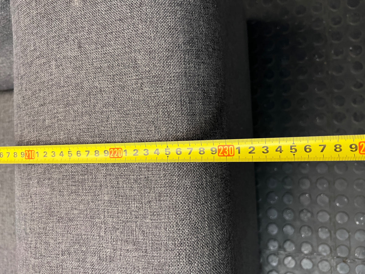 Grey Fabric L-Shape Sectional Couch — Good Condition – width measurement