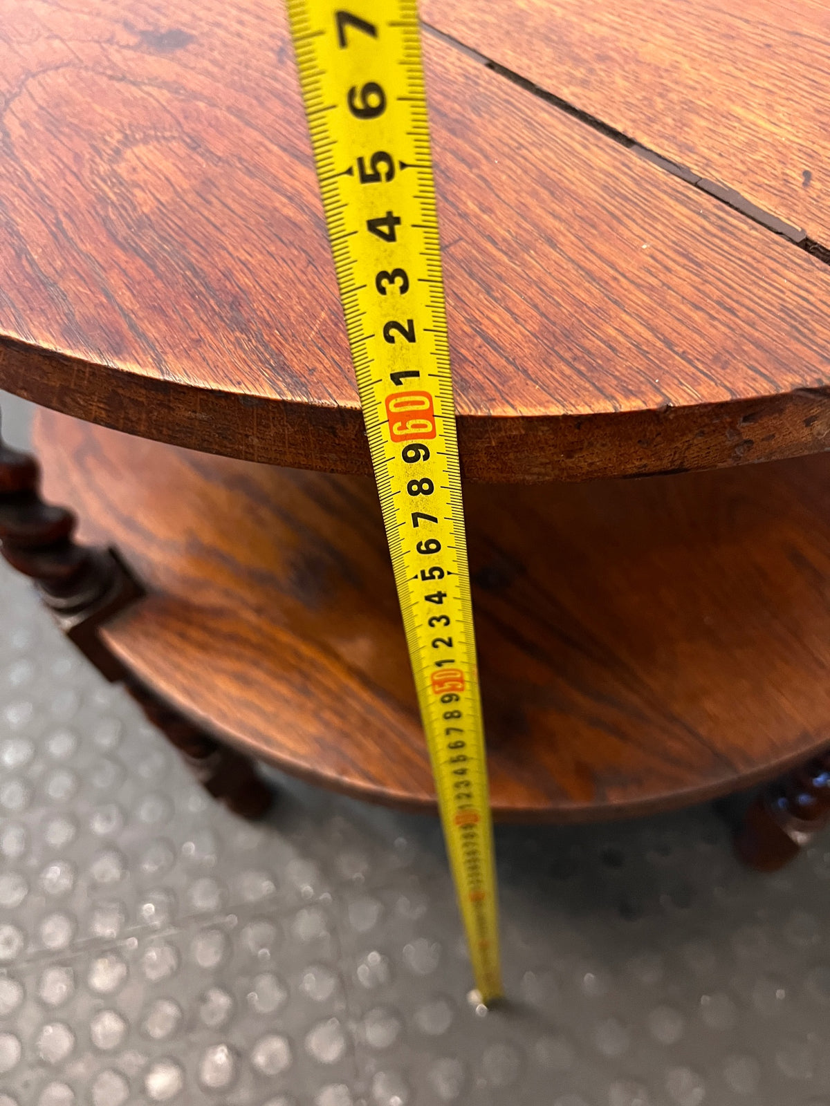 Carved Wood Side Table with Barley Twist Legs — Good Working Order – height measurement