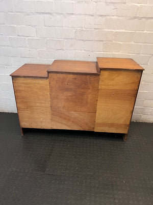 Vintage Stepped Wooden Sideboard with Glass Display — Well Used Condition – back view