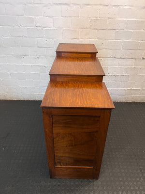Vintage Stepped Wooden Sideboard with Glass Display — Well Used Condition – condition detail