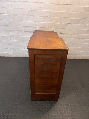 Vintage Stepped Wooden Sideboard with Glass Display — Well Used Condition – top view