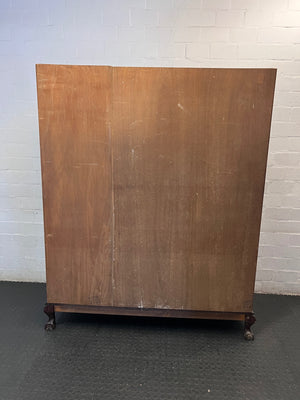 Vintage-Style Dark Wood 3-Door Wardrobe with Drawers — Loose Drawers and Non-Locking Doors – back view