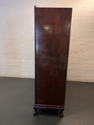 Vintage-Style Dark Wood 3-Door Wardrobe with Drawers — Loose Drawers and Non-Locking Doors – side view