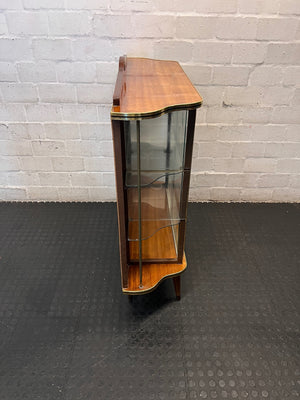 Vintage-Style Wooden Display Cabinet with Etched Glass — Fair Condition with Visible Wear – top view