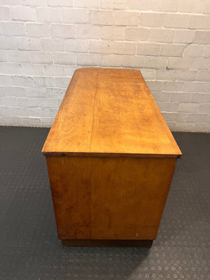Art Deco Style Wooden Office Desk with 5 Drawers — Fair Condition with Visible Surface Wear – condition detail