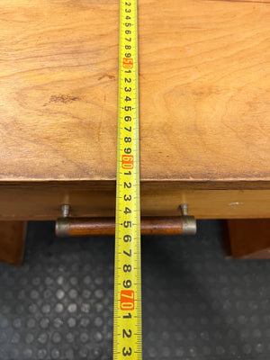 Art Deco Style Wooden Office Desk with 5 Drawers — Fair Condition with Visible Surface Wear – depth measurement