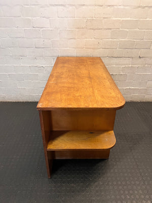 Art Deco Style Wooden Office Desk with 5 Drawers — Fair Condition with Visible Surface Wear – top view