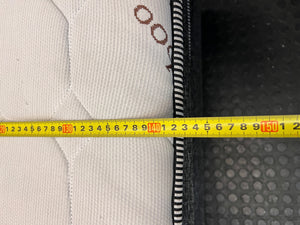 Queen Bamboo Pattern Mattress and Grey Upholstered Base — Mattress in Poor Condition; Base Shows Wear – width measurement