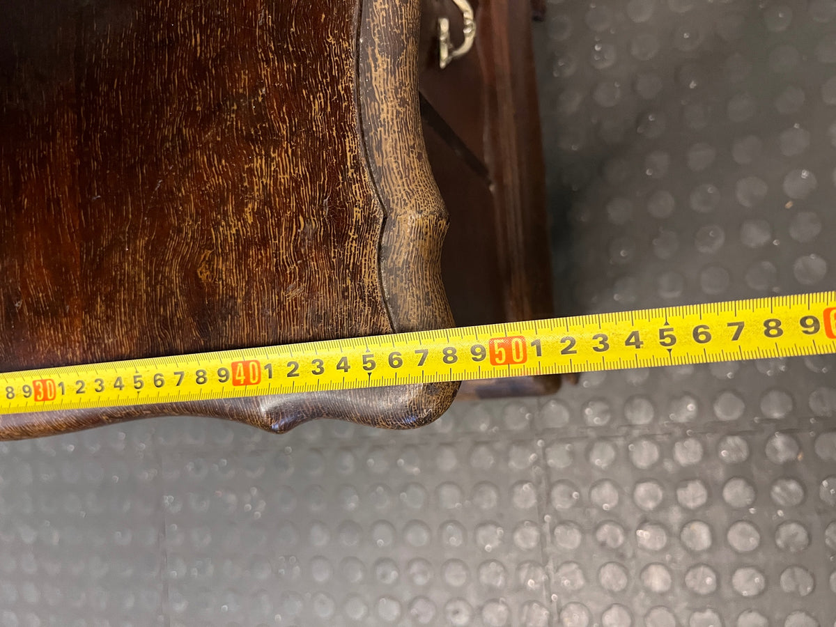 Tiered Dark Brown Side Table with Ball and Claw Feet — Well Used Condition – depth measurement