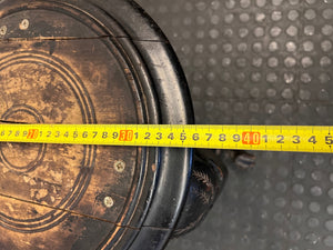 Hand-Carved Elephant Head Side Table — Well Used with Visible Surface Cracks – width measurement