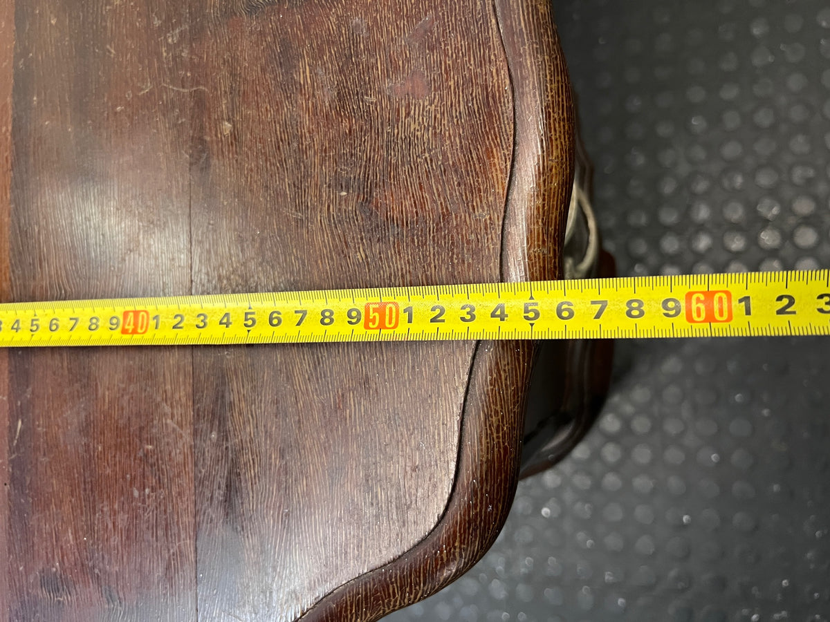 Vintage Dark Brown Dressing Table with Triptych Mirror — Well Used Condition – depth measurement