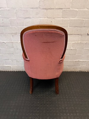 Vintage Pink Tufted Accent Chair with Cabriole Legs — Used; Fair Condition – condition detail
