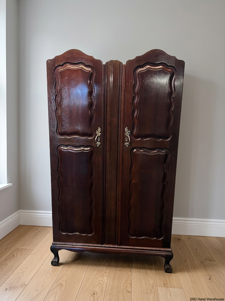 Ornate Dark Brown Double Door Wardrobe — Well Used Condition – styled product image