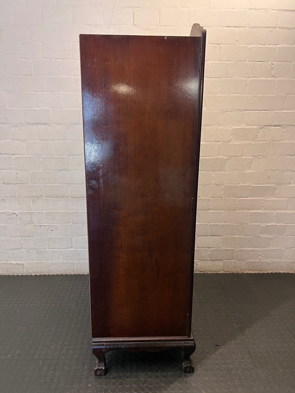 Ornate Dark Brown Double Door Wardrobe — Well Used Condition – top view