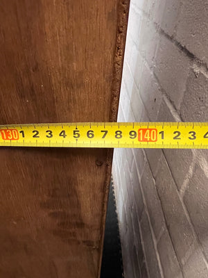 Vintage Style 3-Door Wooden Wardrobe with Scalloped Top — Well Used Condition – width measurement
