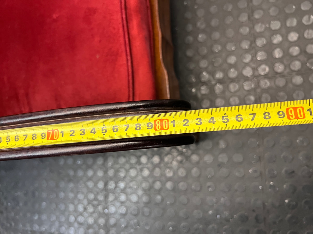 Vintage-Style 3 Seater Couch with Red Upholstery — Well Used Condition – depth measurement