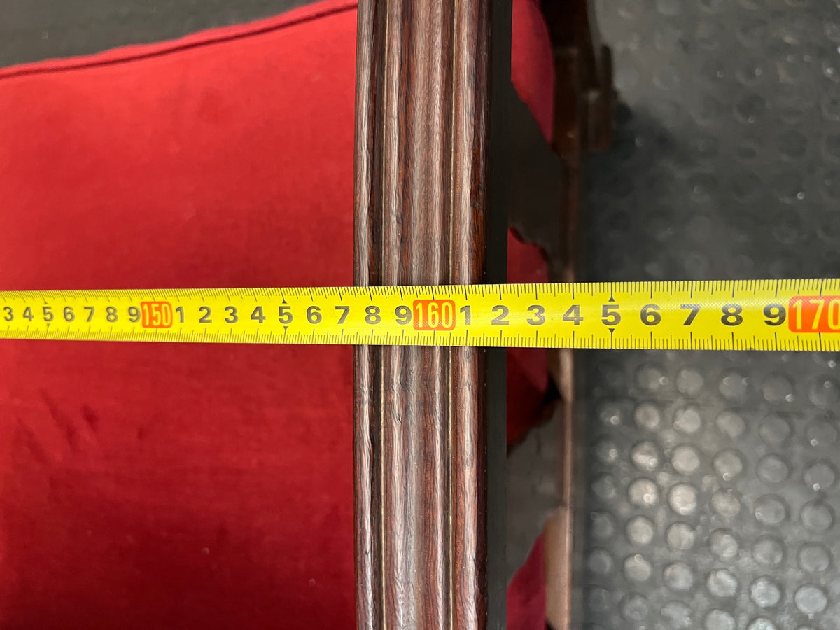 Vintage-Style 3 Seater Couch with Red Upholstery — Well Used Condition – width measurement