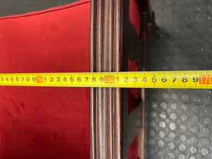 Vintage-Style 3 Seater Couch with Red Upholstery — Well Used Condition – width measurement