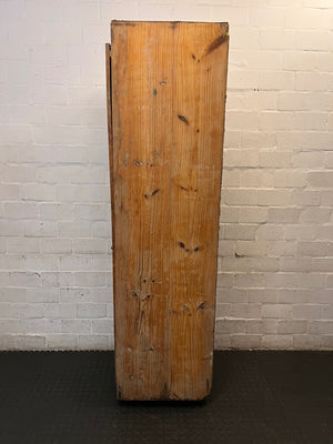 Tall Narrow Wooden Wardrobe on Wheels — Well Used Condition – condition detail