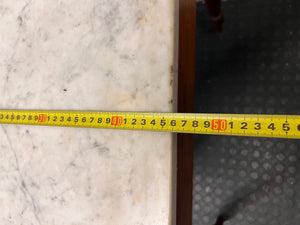 Marble Top Console Table with Turned Wooden Legs — Fair Condition With Visible Wear – depth measurement