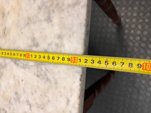 Marble Top Console Table with Turned Wooden Legs — Fair Condition With Visible Wear – width measurement