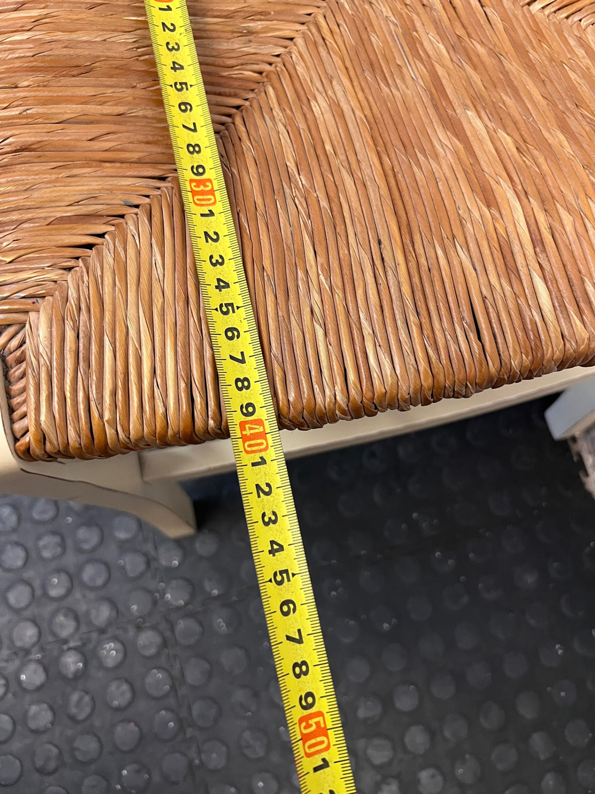 Cream Wooden Ladder-Back Dining Chair with Rush Seat — Great Condition – depth measurement