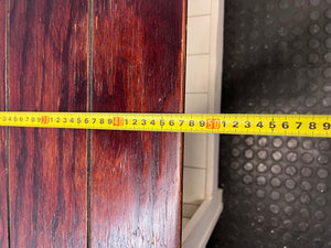 White and Dark Wood Two-Tone TV Unit — Fair Condition with Visible Wear – depth measurement