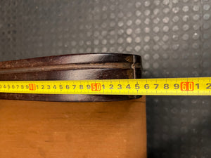 Vintage Armchair with Curved Wooden Arms — Well-Used Condition with Significant Wear – depth measurement