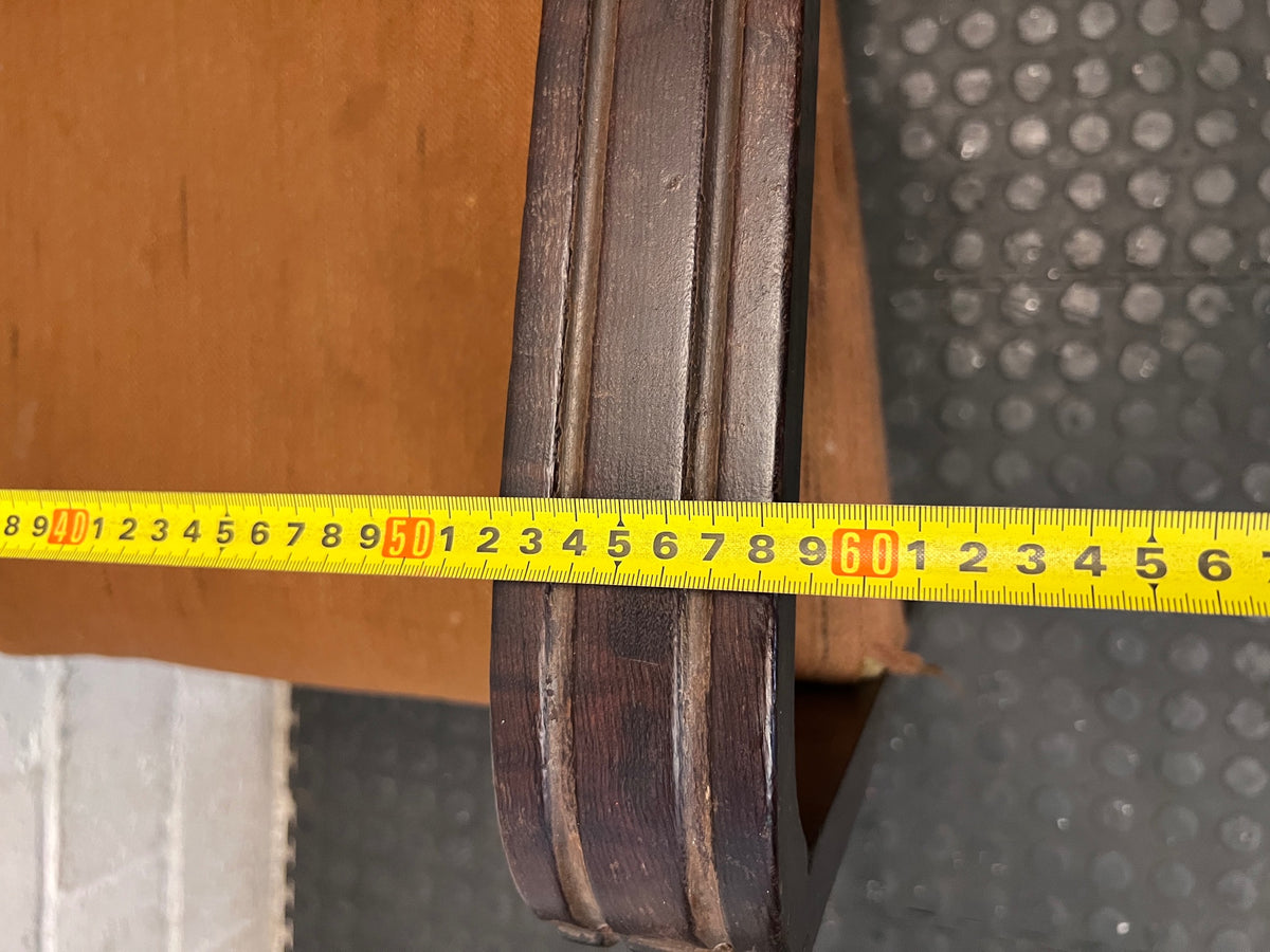 Vintage Armchair with Curved Wooden Arms — Well-Used Condition with Significant Wear – width measurement