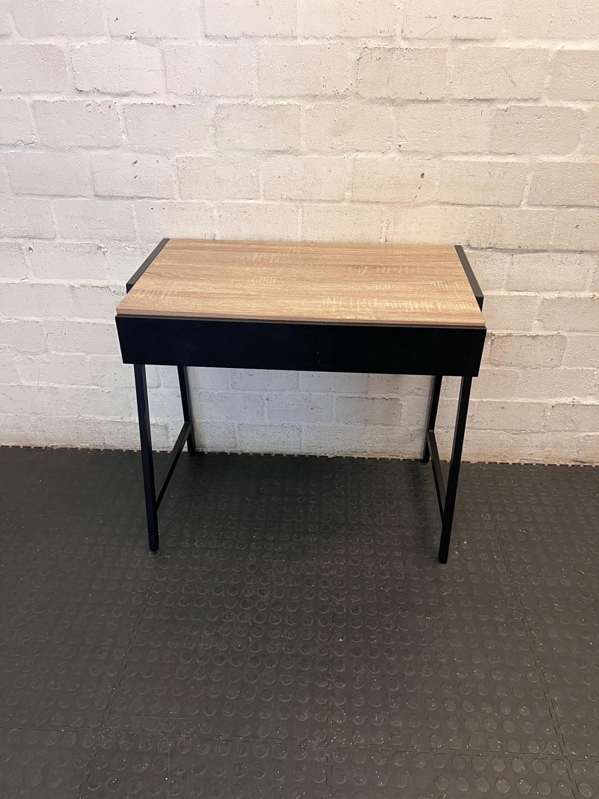 Modern Two-Tone Wood and Metal Study Desk — Good Working Order – main front view