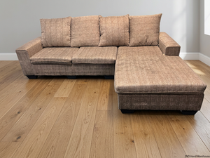 Grey Fabric L-Shaped Sectional Couch with Chaise — Good Condition – styled product image