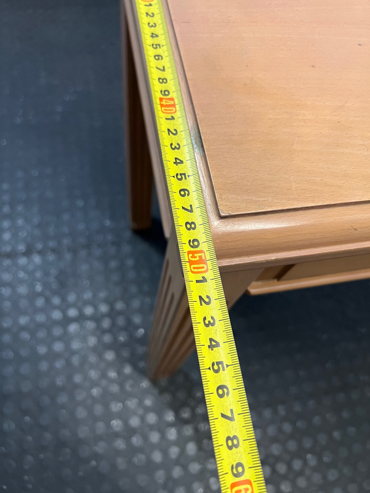 Beechwood Office Desk with 3 Drawers — Surface Mark on Desk Top – depth measurement