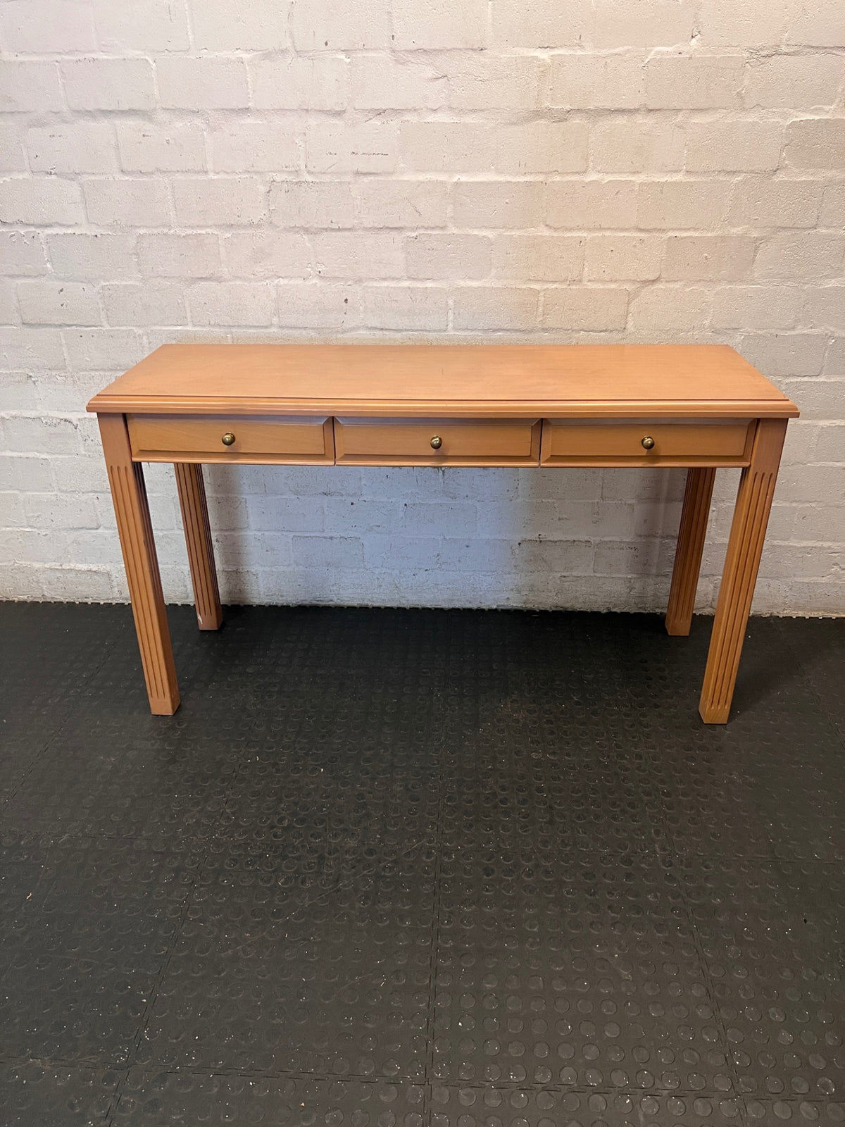 Beechwood Office Desk with 3 Drawers — Surface Mark on Desk Top – main front view