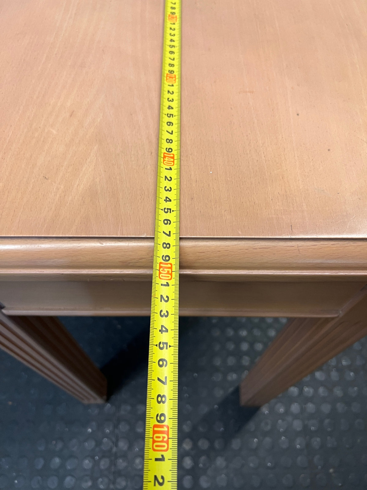 Beechwood Office Desk with 3 Drawers — Surface Mark on Desk Top – width measurement
