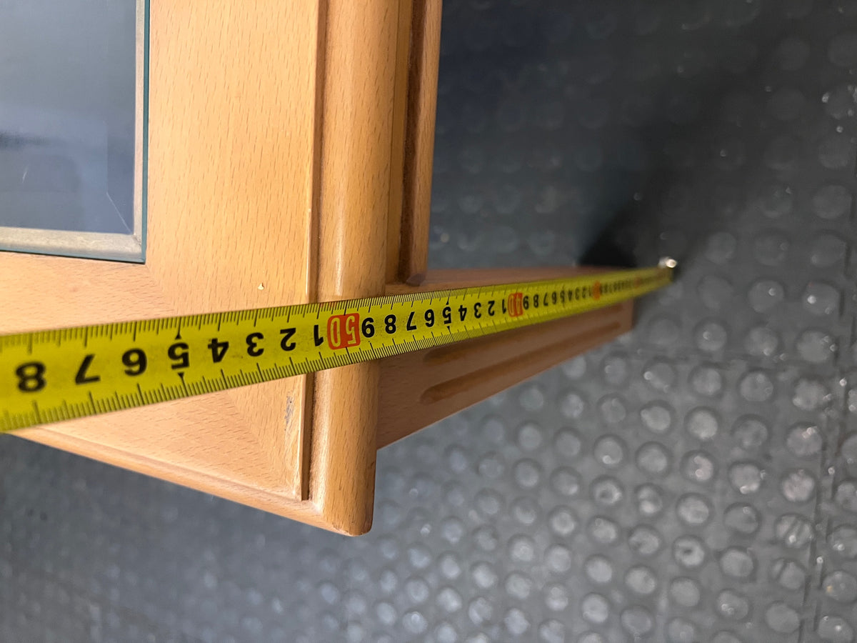 Beechwood Side Table with Glass Inset and Fluted Legs — Visible Mark on Table Surface – height measurement