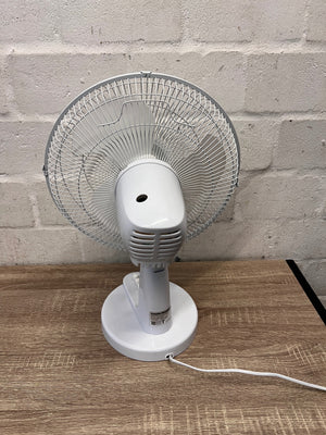 White Mellerware Oscillating Desk Fan — Good Working Order; Fair Condition – condition detail