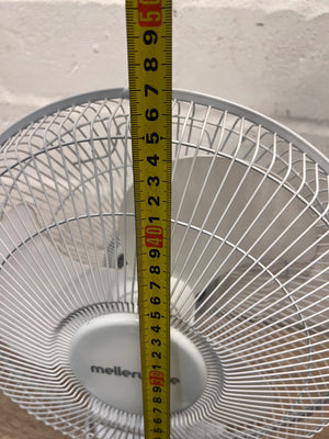 White Mellerware Oscillating Desk Fan — Good Working Order; Fair Condition – height measurement