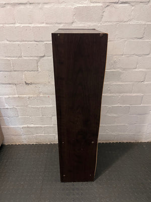 Dark Wood Finish Bookshelf with Lower Cupboard — Sturdy But Well Used Bookshelf – condition detail