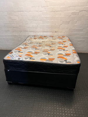 Double Patterned Upholstered Base Set — Visible Surface Staining on Mattress – back view