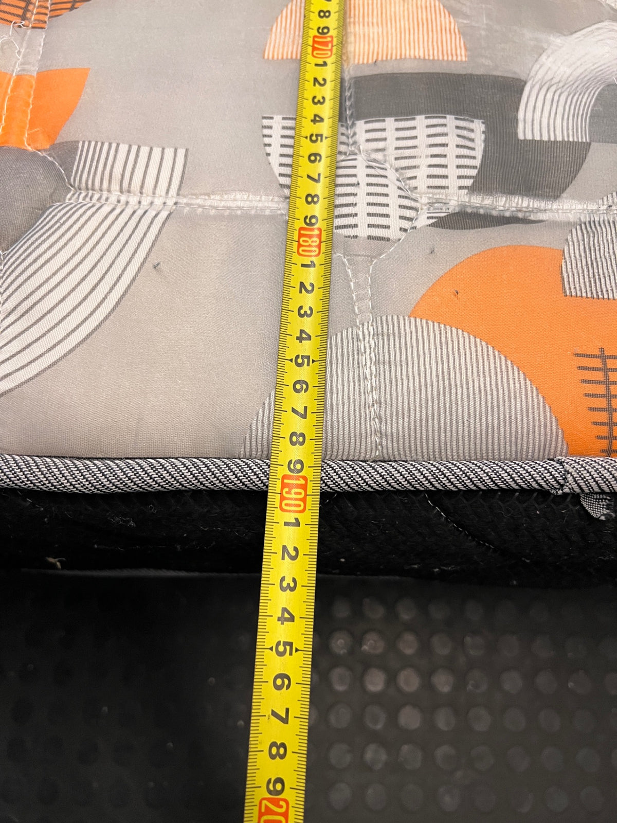 Double Patterned Upholstered Base Set — Visible Surface Staining on Mattress – depth measurement