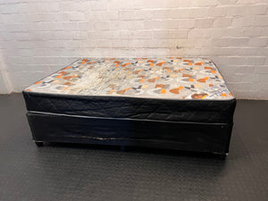Double Patterned Upholstered Base Set — Visible Surface Staining on Mattress – side view