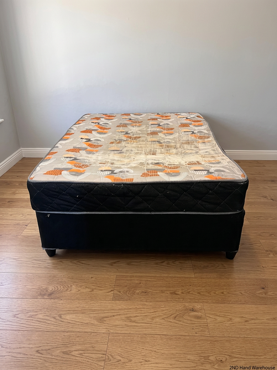 Double Patterned Upholstered Base Set — Visible Surface Staining on Mattress – styled product image