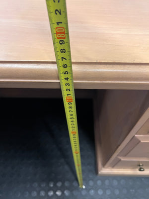 Oak-Tone Office Desk with 3 Drawers — Surface Mark on Top Right Side – height measurement